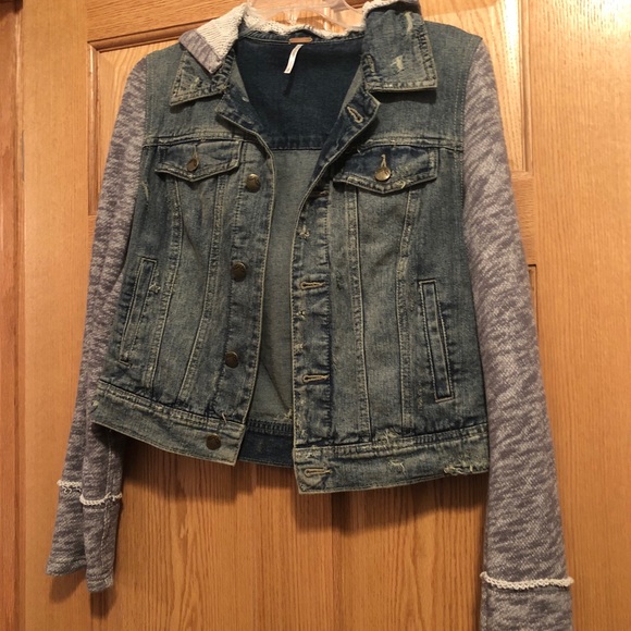 free people denim sweatshirt - Picture 1 of 1